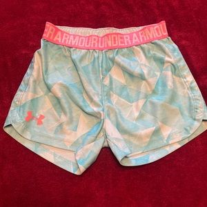 Under Armor Shorts Size 6 Aqua and Orange/Pink